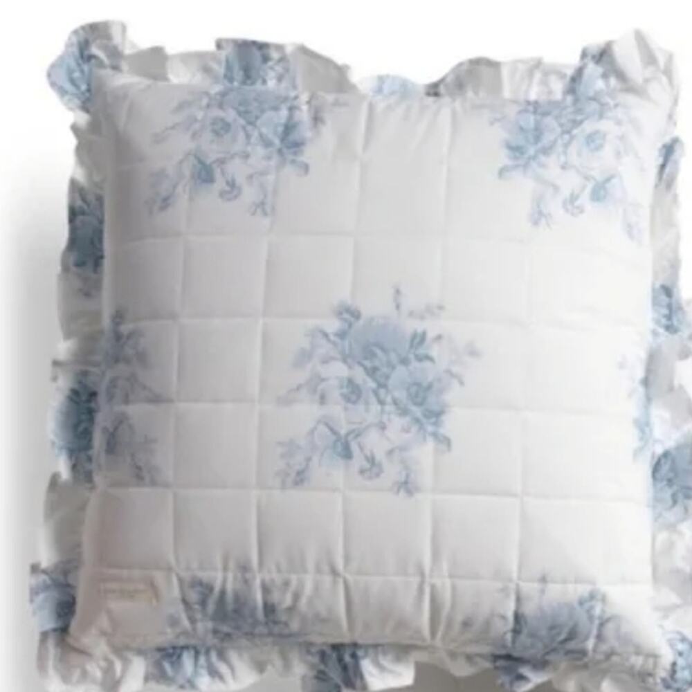 Cabbages & Roses Blue Floral Pillow 24 In
